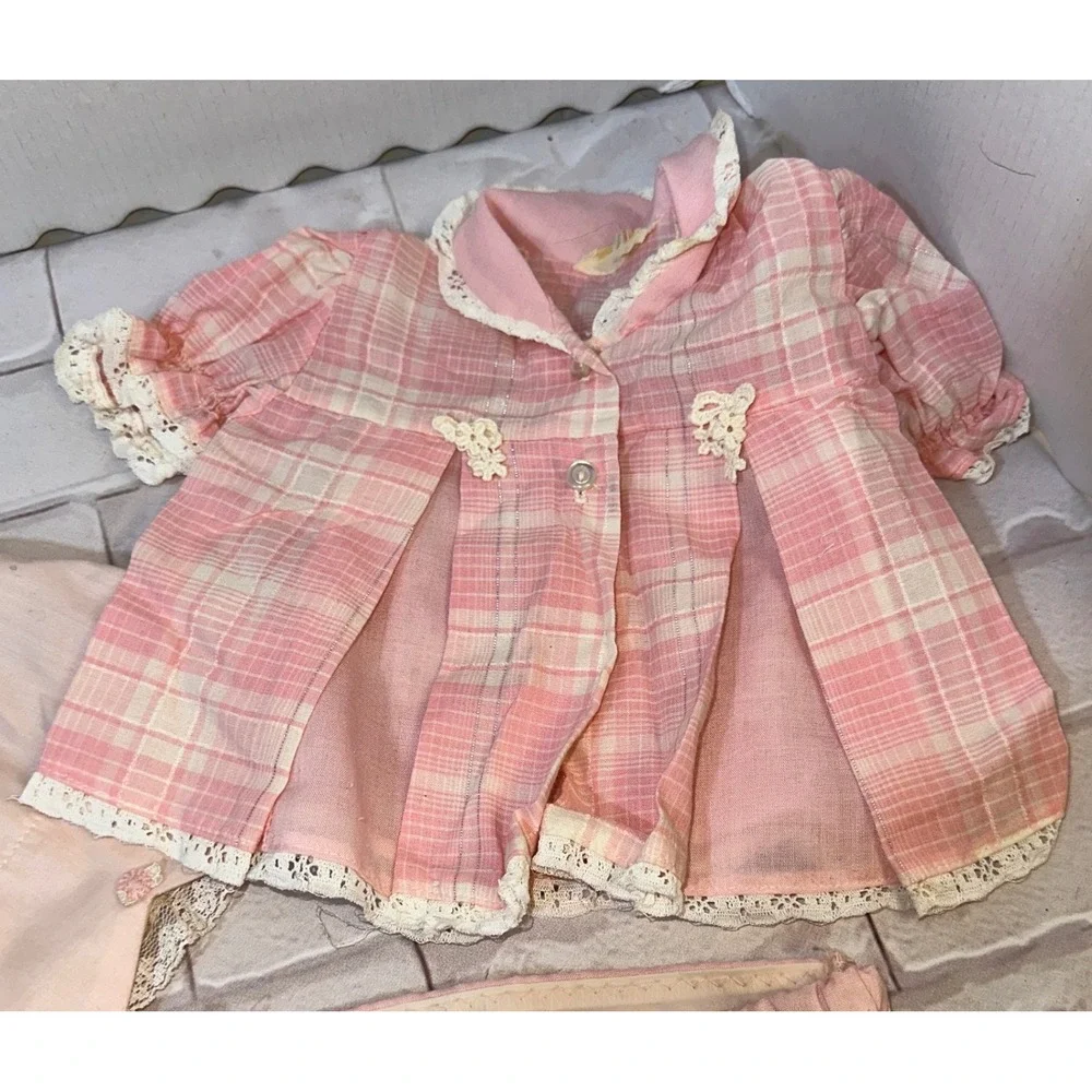 Vintage Baby Girl 4pcs Pink Lace Dresses, Jacket, & Bloomers- Wee Winnie & Bryan